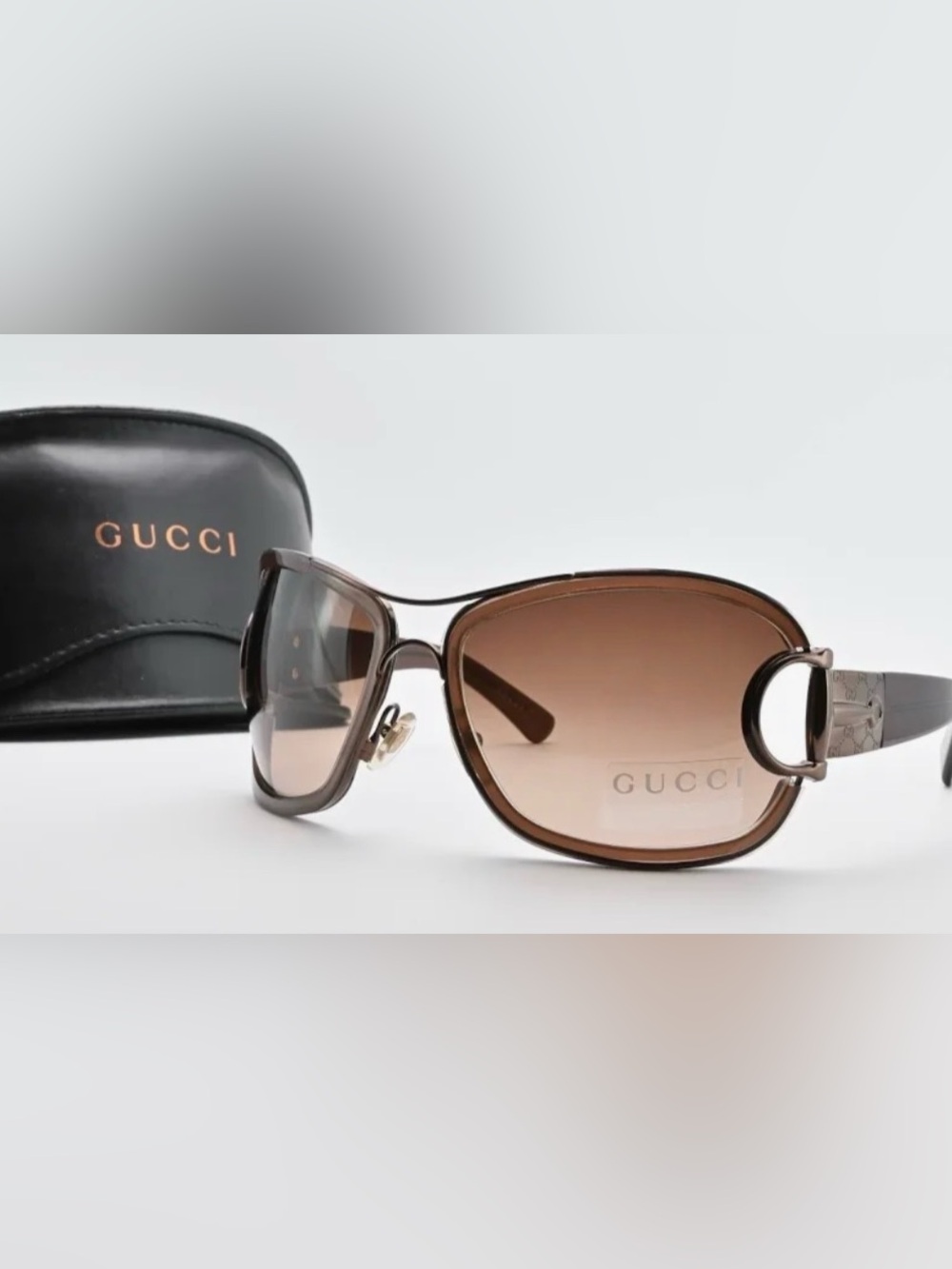 Gucci Vintage Sunglasses GG 2930/s Rfljd Brown Wrap-Around Y2K